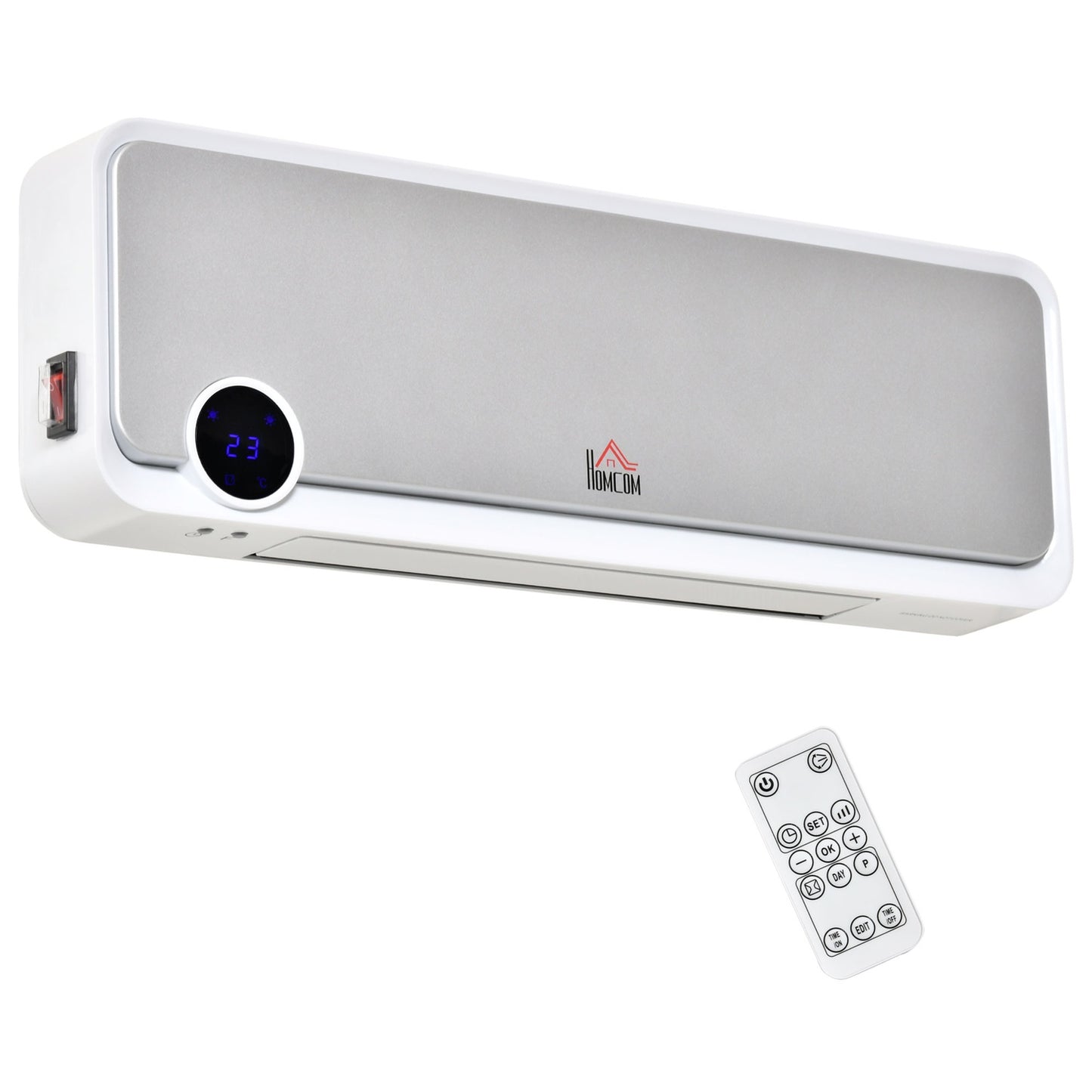 Wall-Mounted Ceramic Heater, Remote, Timer, IPX2