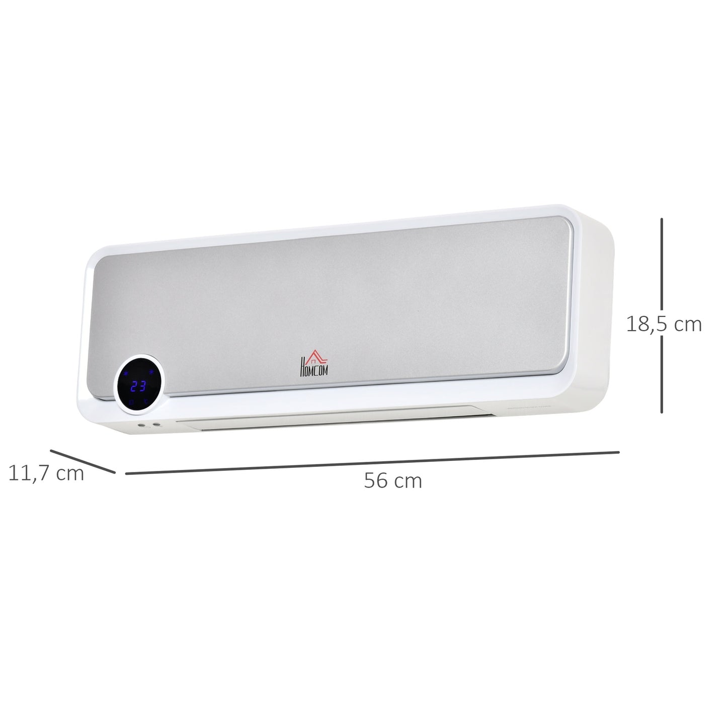 Wall-Mounted Ceramic Heater, Remote, Timer, IPX2