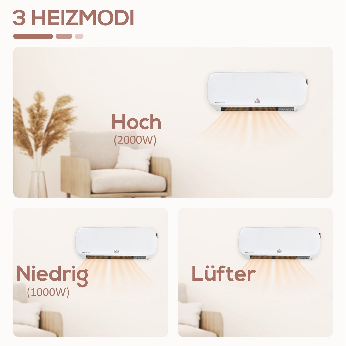 Wall-Mounted Ceramic Heater with Remote, Timer, IPX2