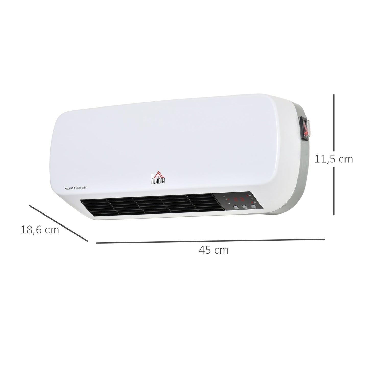 Wall-Mounted Ceramic Heater with Remote, Timer, IPX2