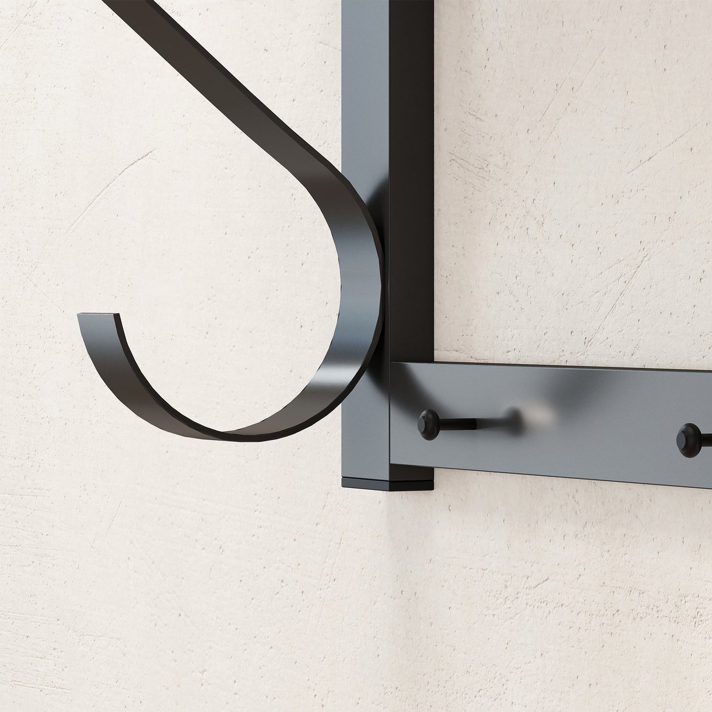 Wall-Mounted Coat Rack with Shelf and 5 Hooks, Gray