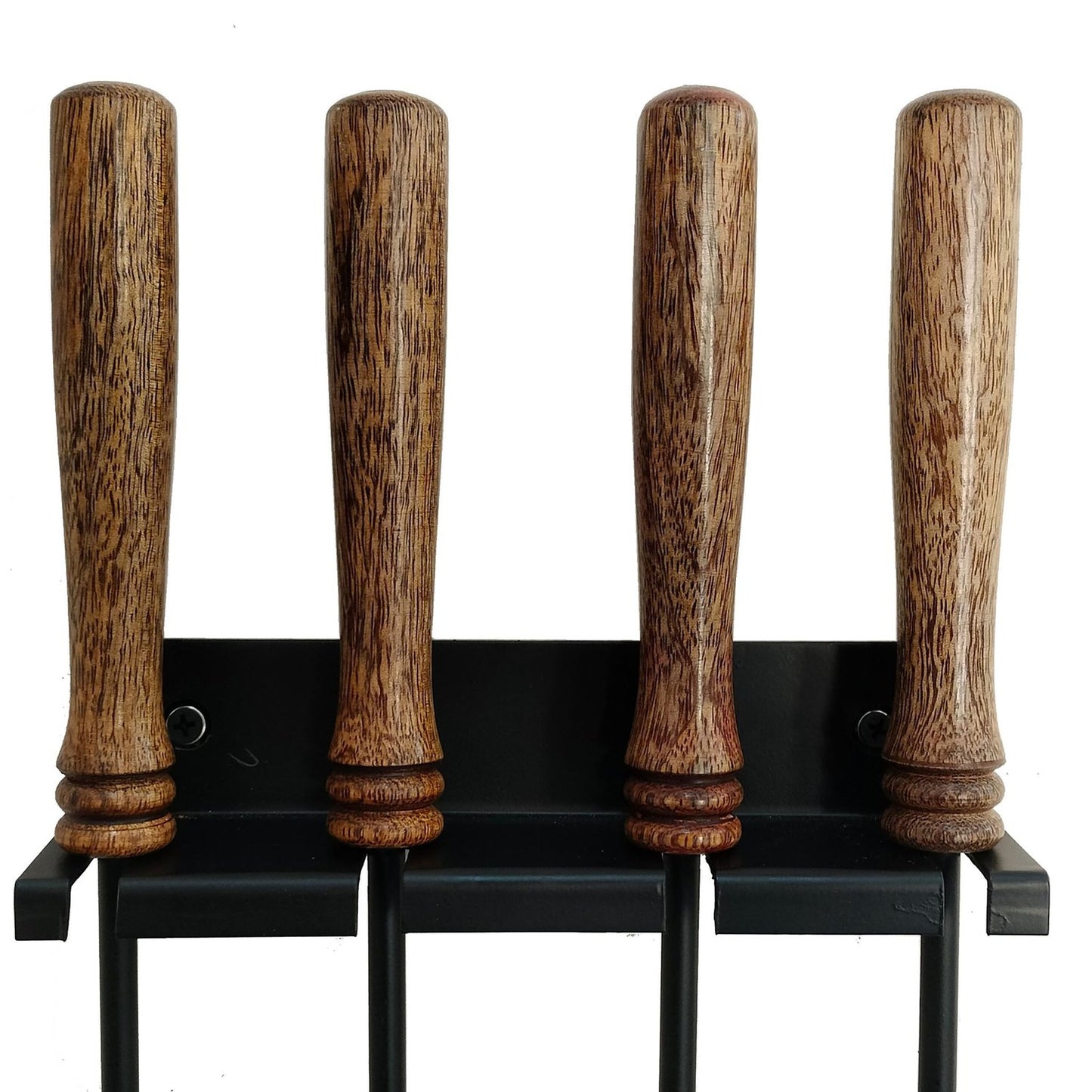 Wall-Mounted Fireplace Tool Set, Steel & Wood, 5-Piece