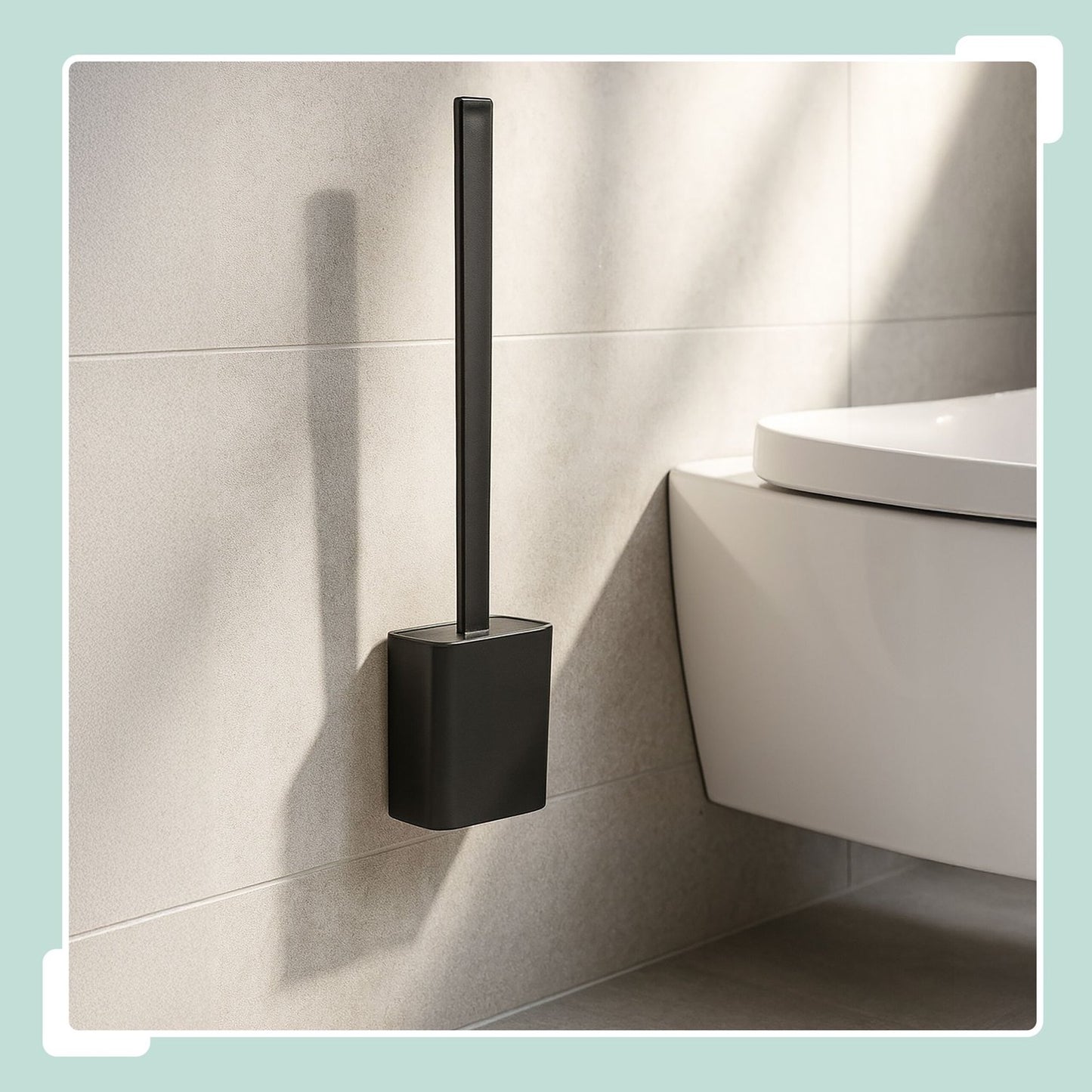 Wall-Mounted Flat Toilet Brush Set with Holder