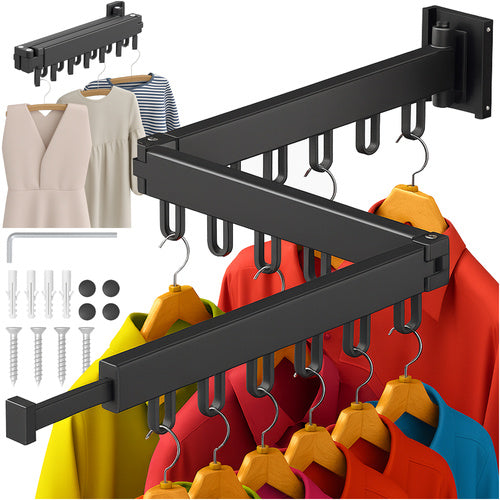 Wall-Mounted Foldable Clothes Dryer, 18 Hooks