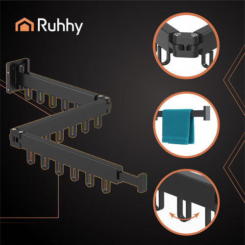 Wall-Mounted Foldable Clothes Dryer, 18 Hooks