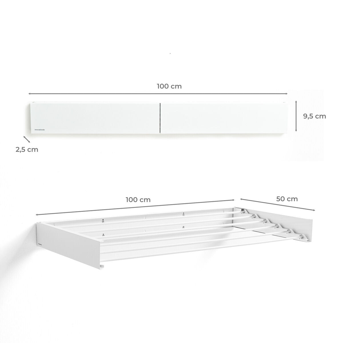 Wall-Mounted Foldable Clothes Drying Rack, 6 Bars