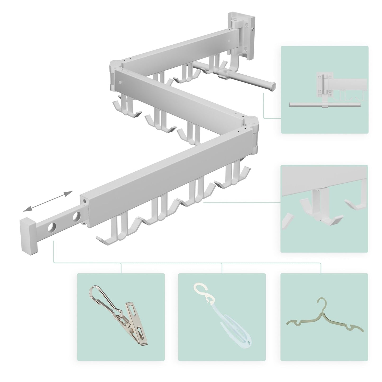 Wall-Mounted Folding Clothes Airer – Aluminum, Space-Saving