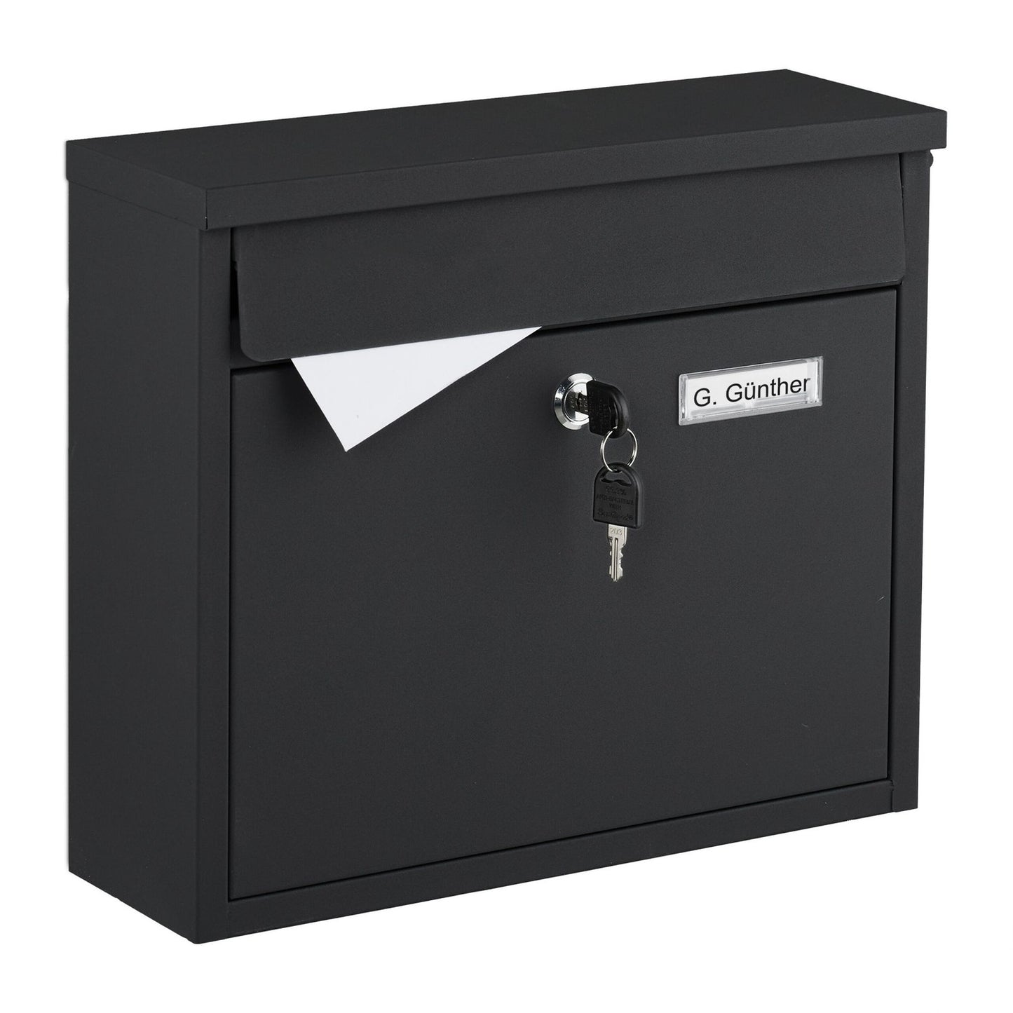 Wall-Mounted Iron Mailbox, Large Slot, 4 Keys Included