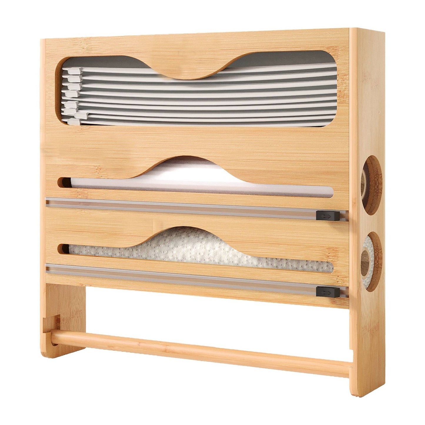 Wall-Mounted Kitchen Roll & Foil Dispenser with Cutter
