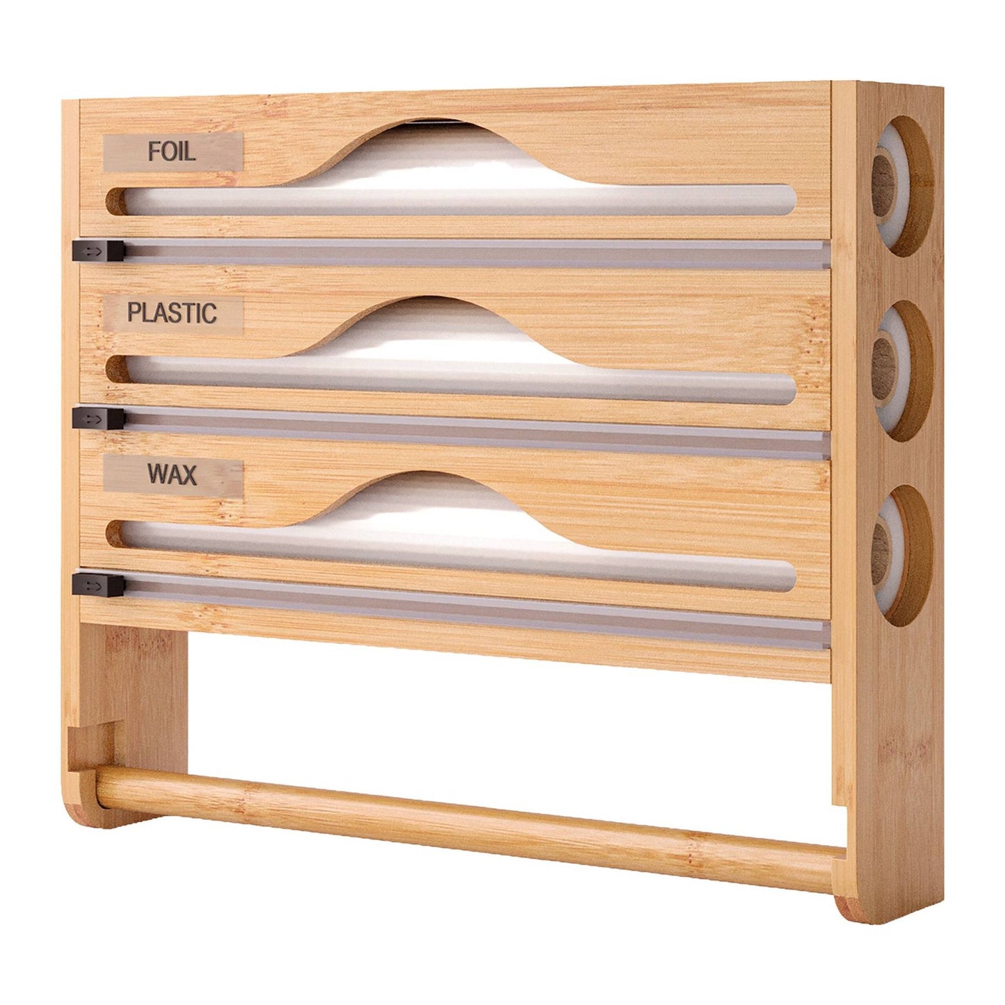 Wall-Mounted Kitchen Roll and Foil Dispenser with Cutter