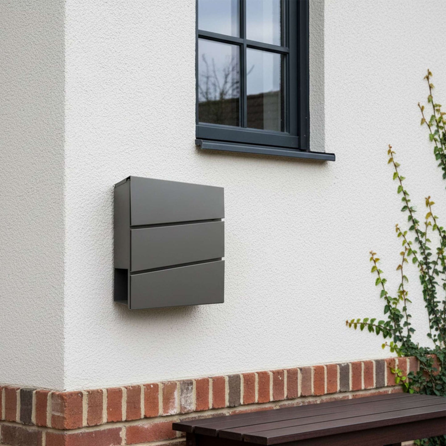 Wall-Mounted Letterbox with Magazine Holder and Rain Cover