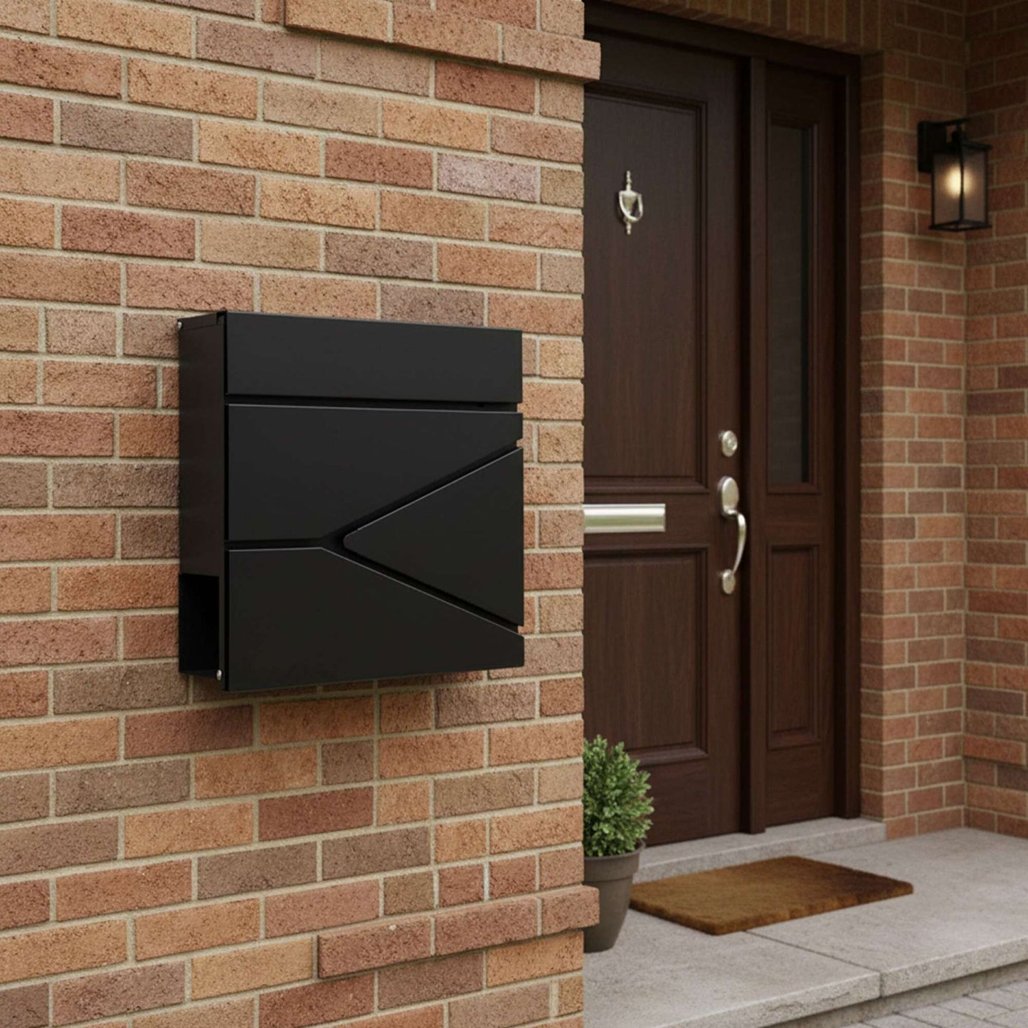 Wall-Mounted Mailbox with Newspaper Slot & Rain Canopy