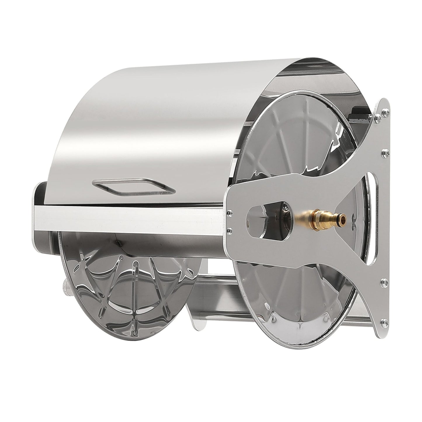 Wall-Mounted Stainless Steel Hose Reel with Crank