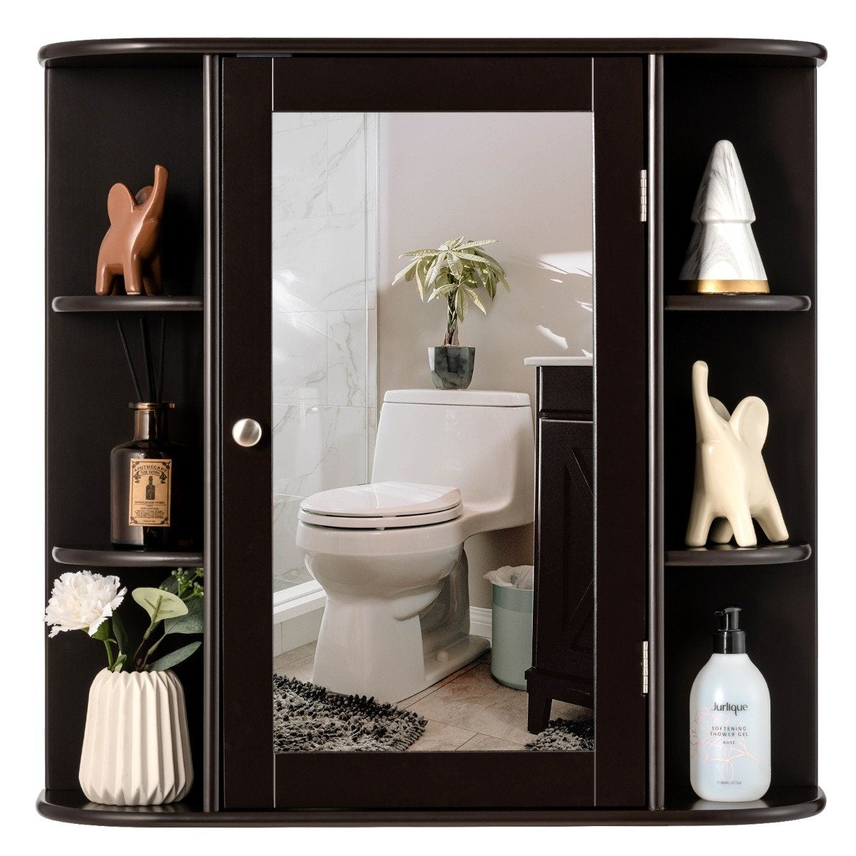 Wall Mounted Storage Cabinet Multipurpose Bathroom Medicine Cabinet 66 x 16.7 x 63 cm Brown