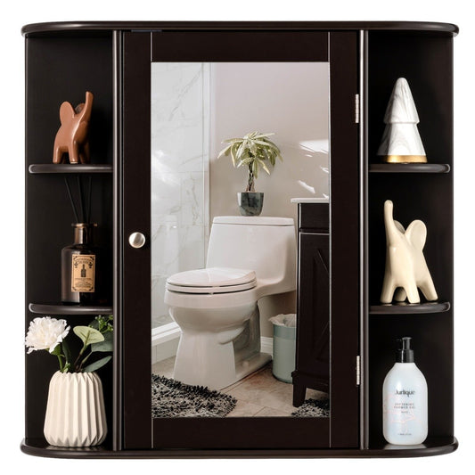 Wall Mounted Storage Cabinet Multipurpose Bathroom Medicine Cabinet 66 x 16.7 x 63 cm Brown