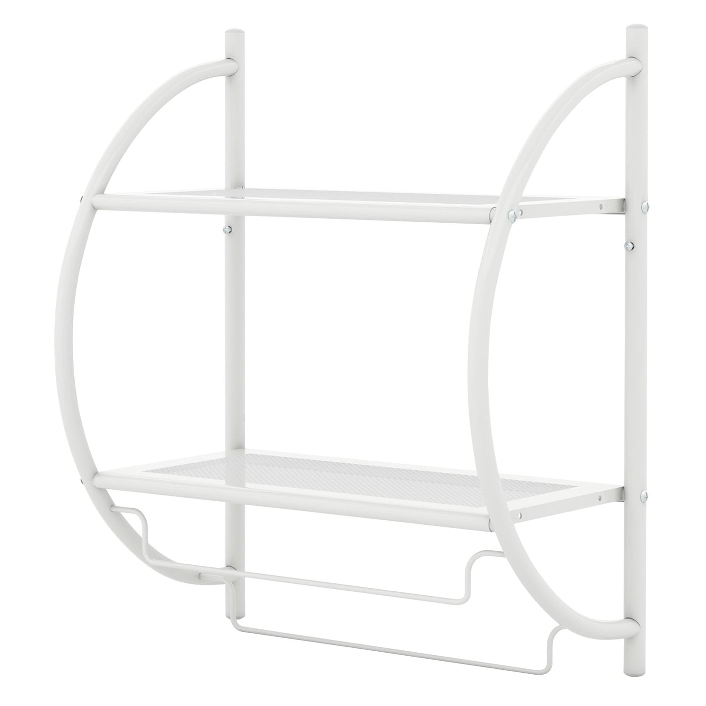 Wall-Mounted White Metal Towel Rack with Shelves, 45x25.5x55 cm