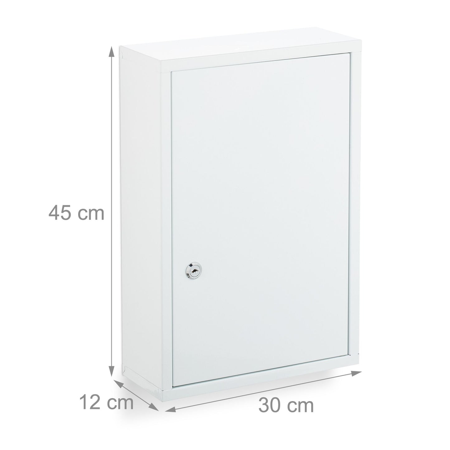 Wall-Mounted White Steel Medicine Cabinet with Lock