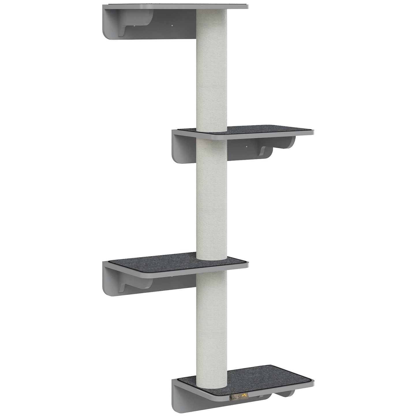 Wall-mounted cat climbing post, light gray beige wood