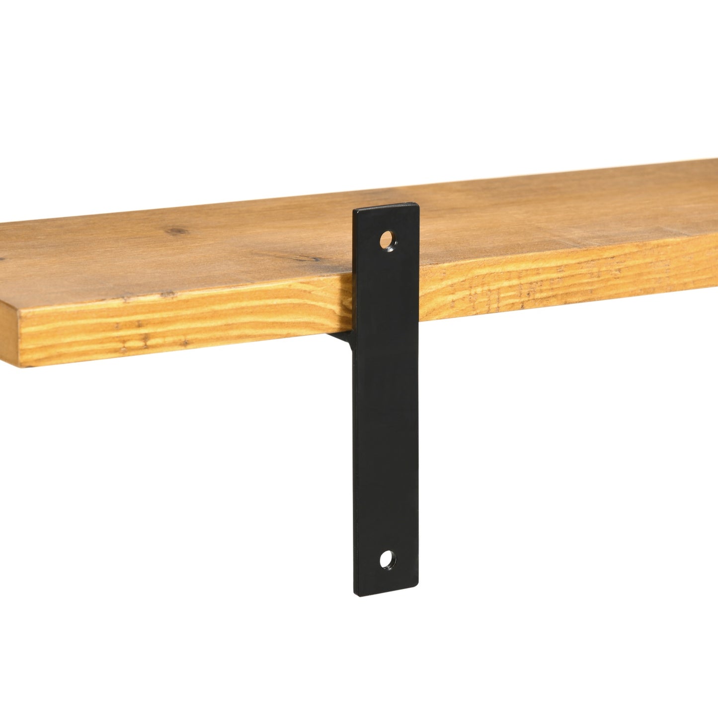 Floating wall shelves Set, Pine & Steel, 90x15x2.5cm