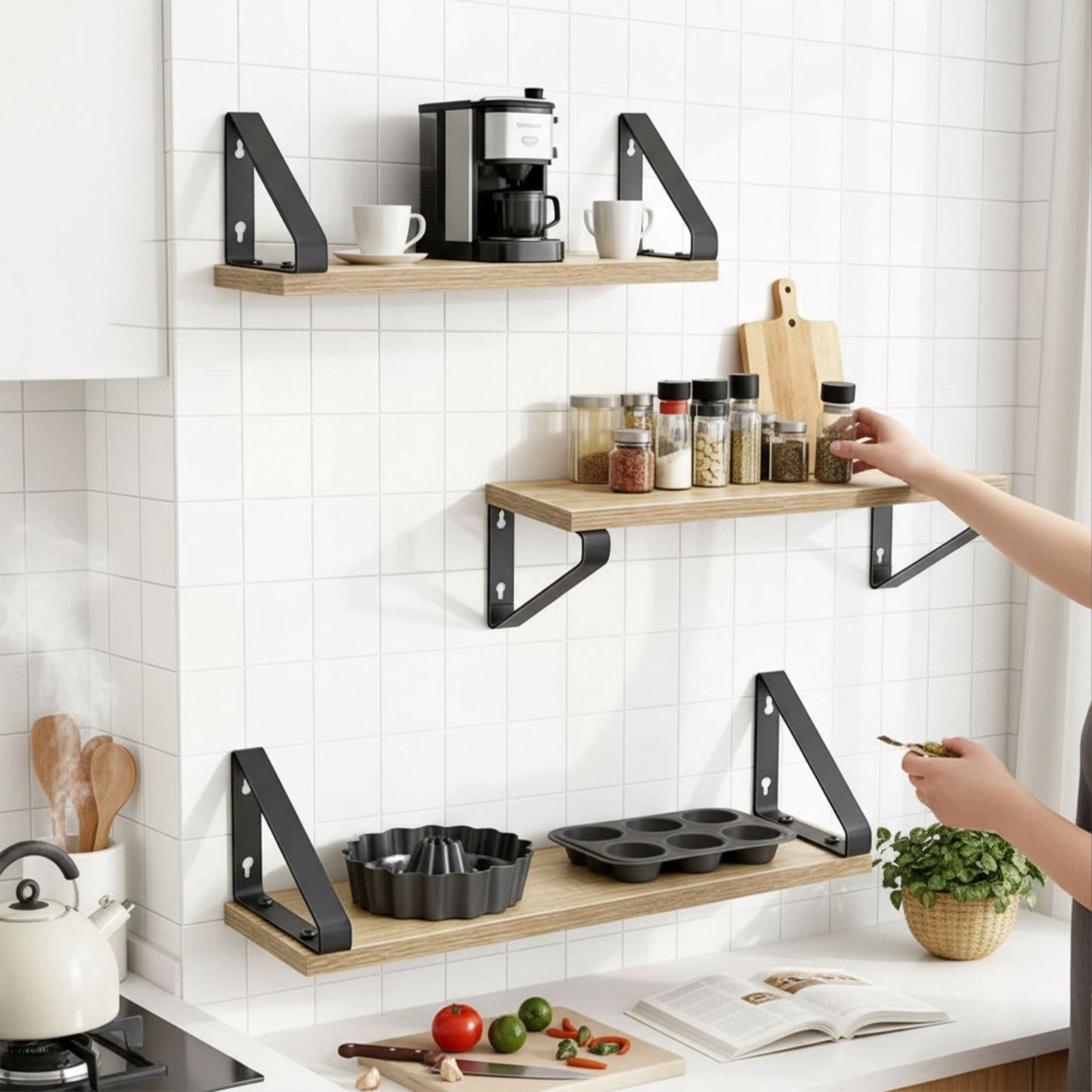 Wall Shelves – 3 Sizes for Living Room or Bedroom