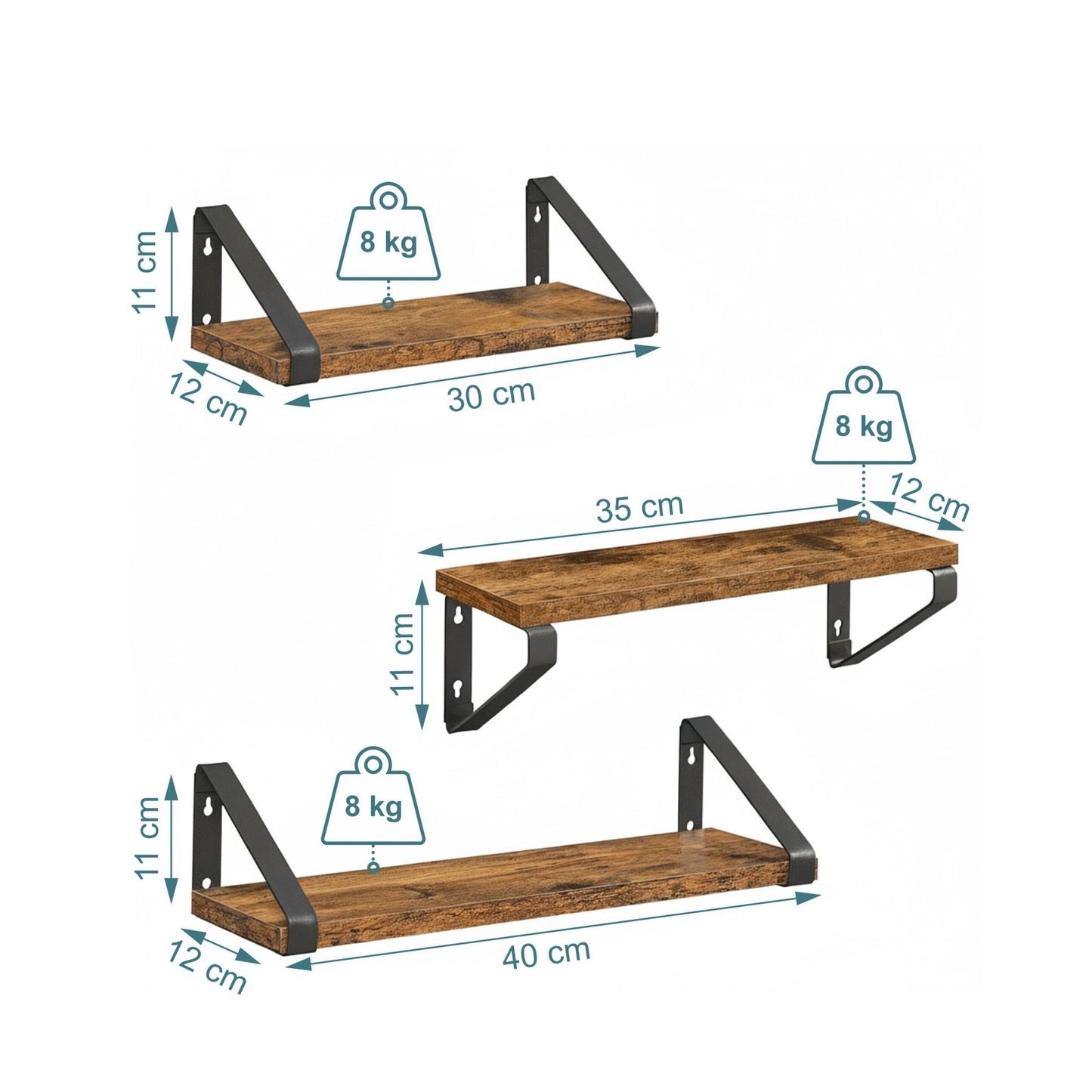 Wall Shelves – 3 Sizes for Living Room or Bedroom