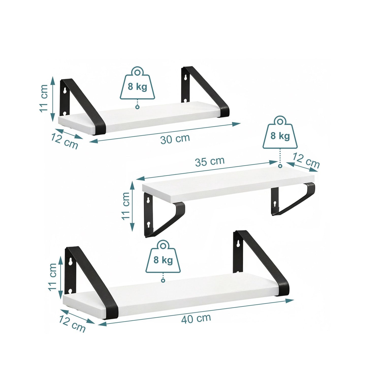 Wall Shelves – 3 Sizes for Living Room or Bedroom