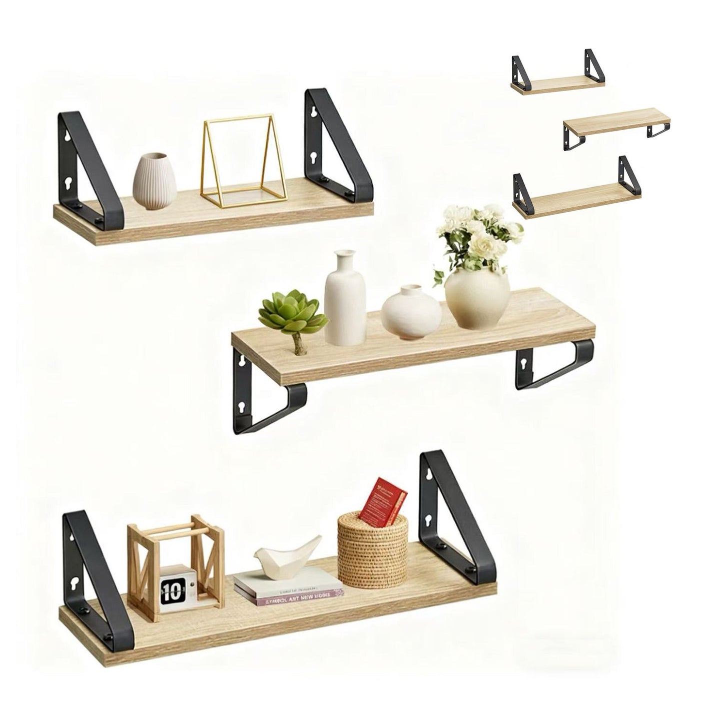 Wall Shelves – 3 Sizes for Living Room or Bedroom