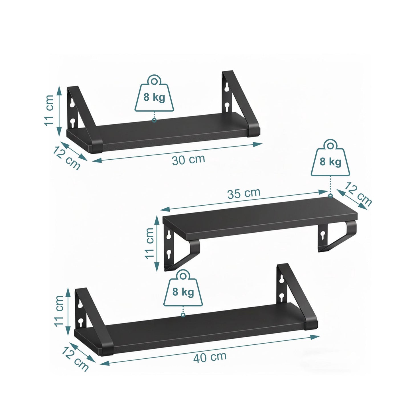 Wall Shelves – 3 Sizes for Living Room or Bedroom