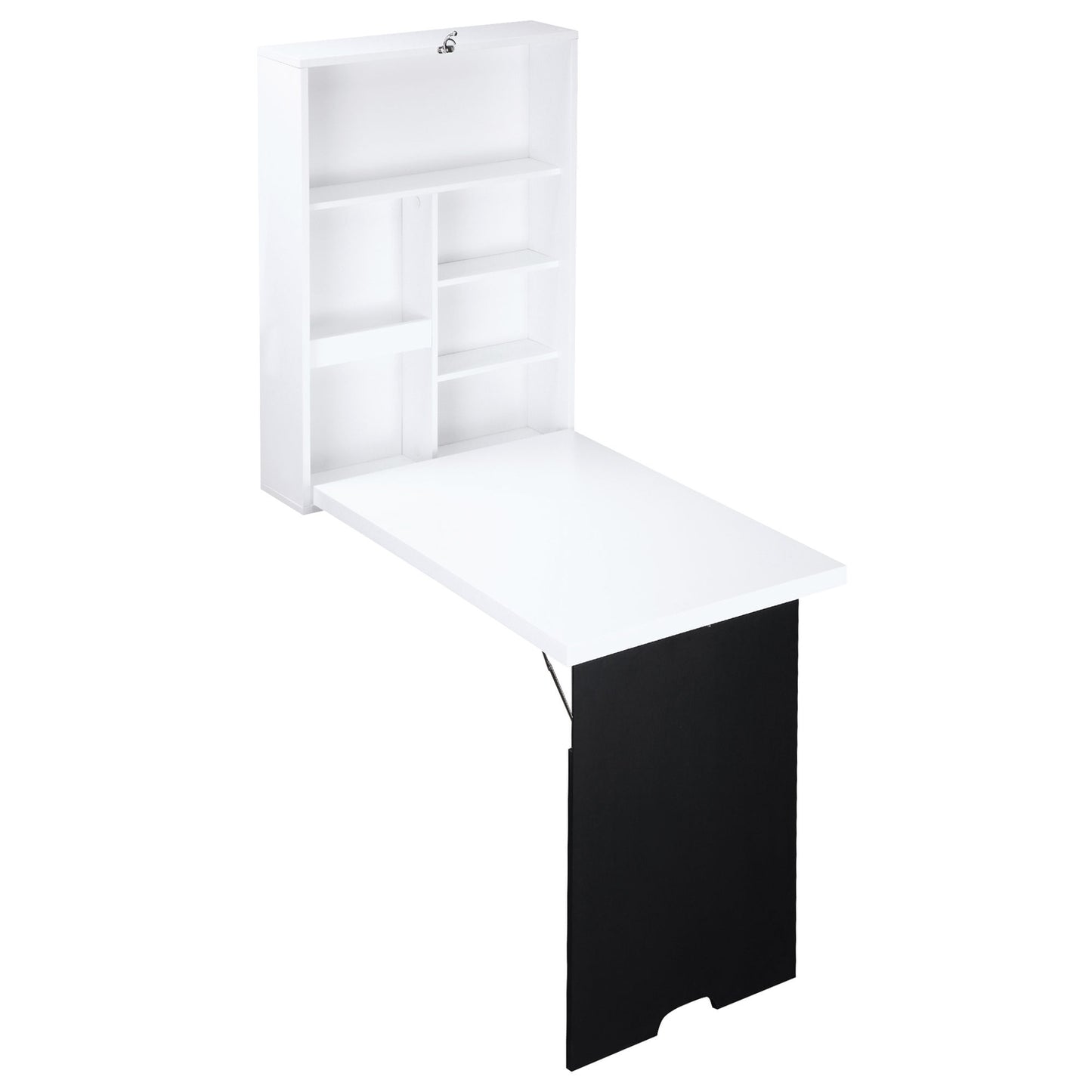 Folding desk, 5 compartments, white & black, 60x94.5x147cm