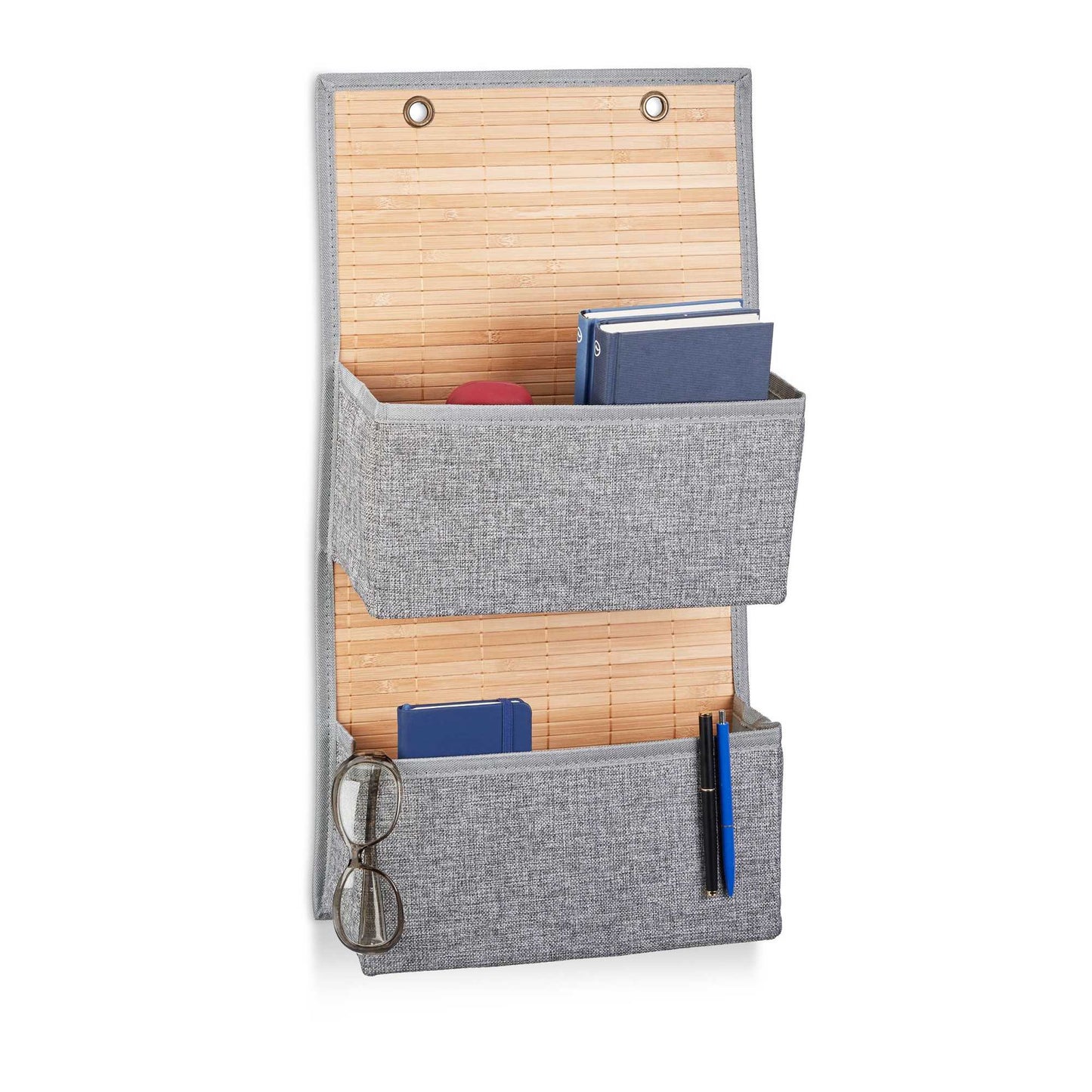 Wall- and door-hung storage for bathrooms