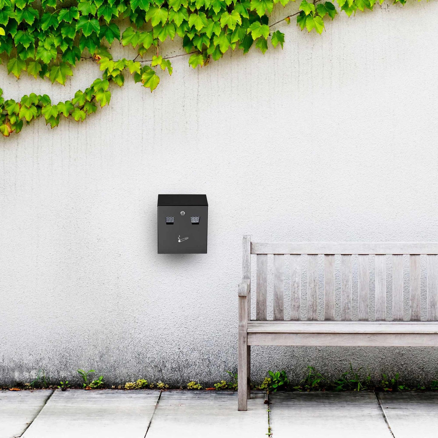 Wall ashtray for outdoor use