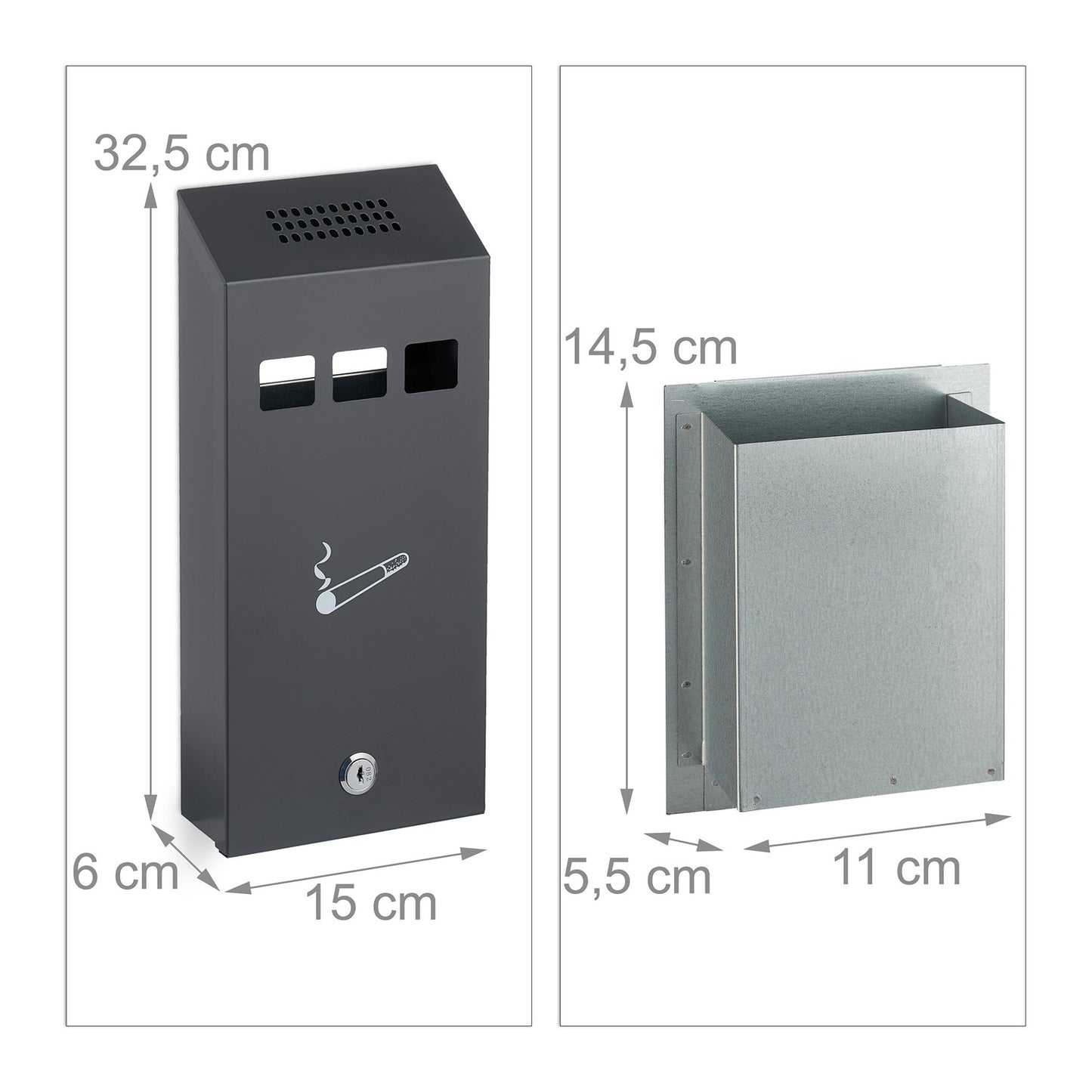 Wall ashtray in anthracite