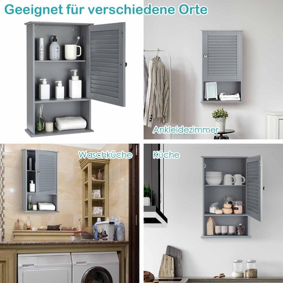 Wall cabinet bathroom cabinet wall cabinet with adjustable shelf gray