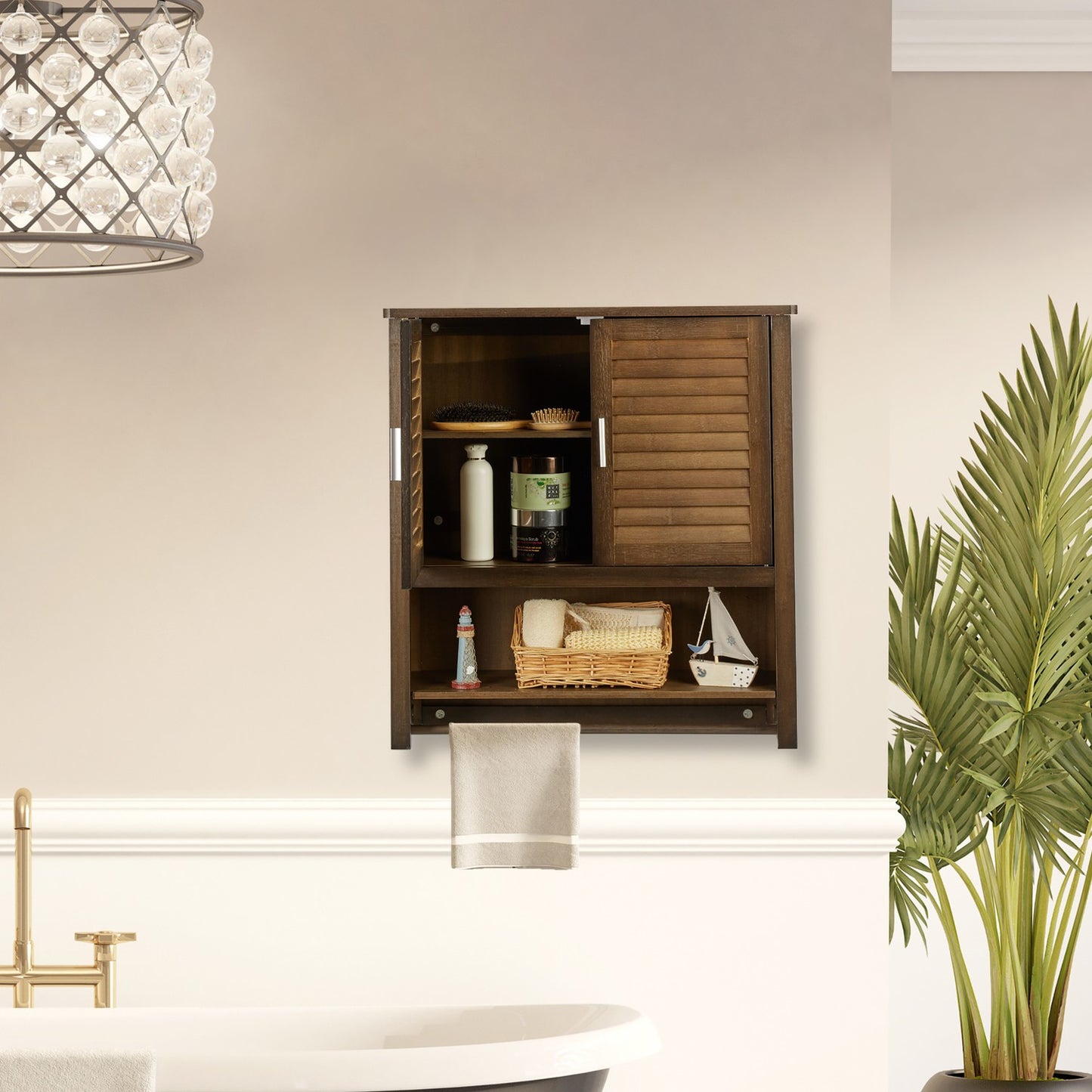 Wall cabinet dark brown LAMELL
