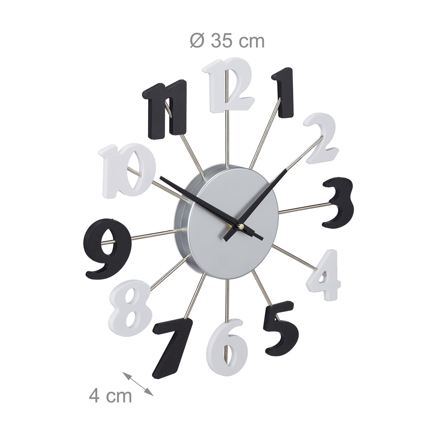 Wall clock without frame