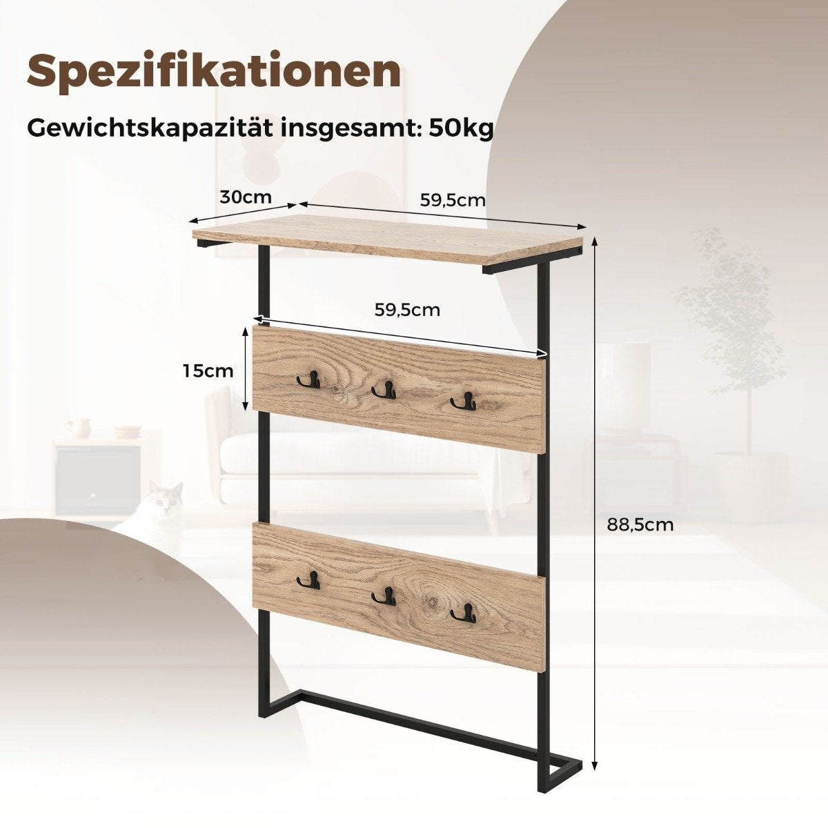 Wall coat rack with shelf & 6 hooks wall shelf industrial coat rack clothes rail