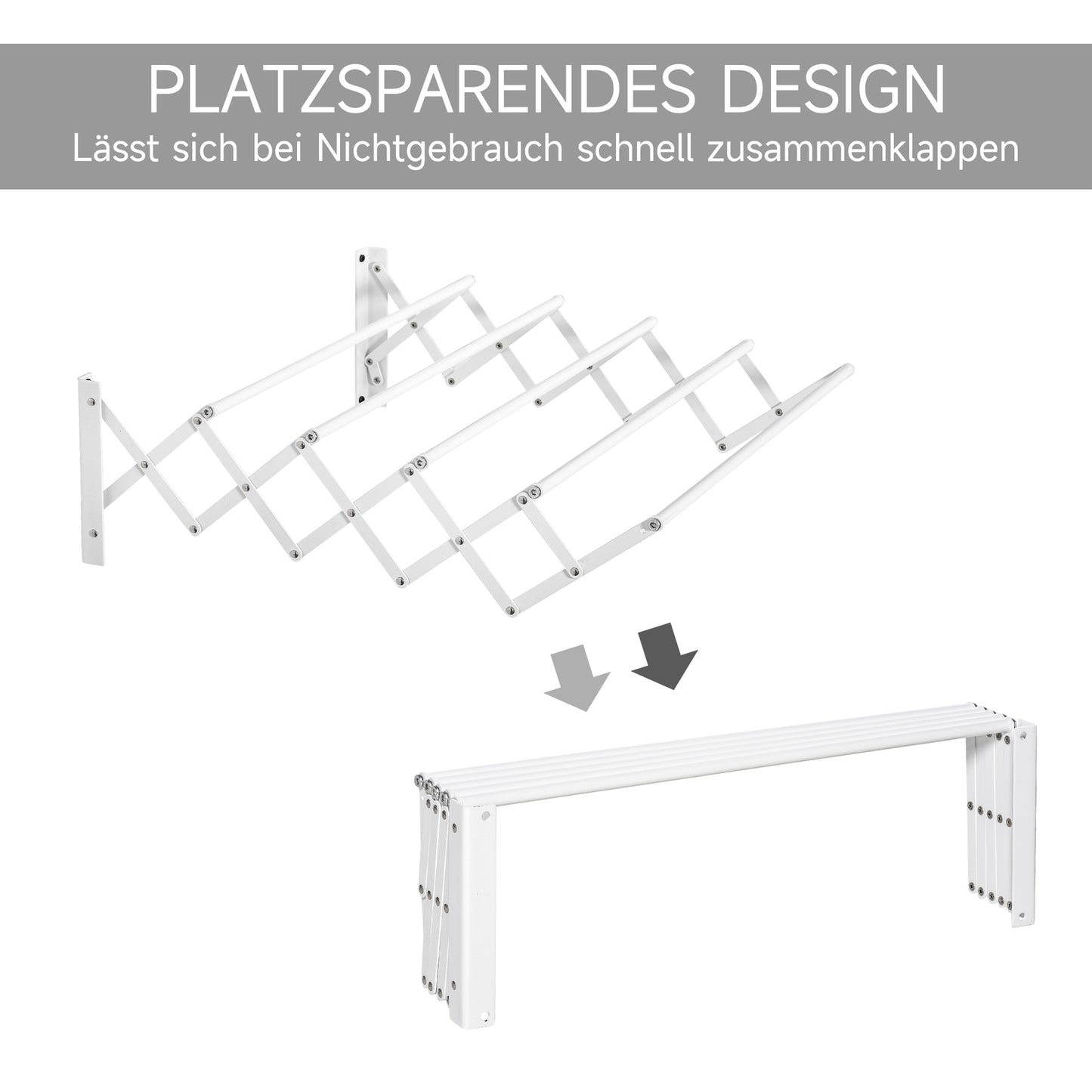 Space-saving wall dryer, white metal, indoor/outdoor