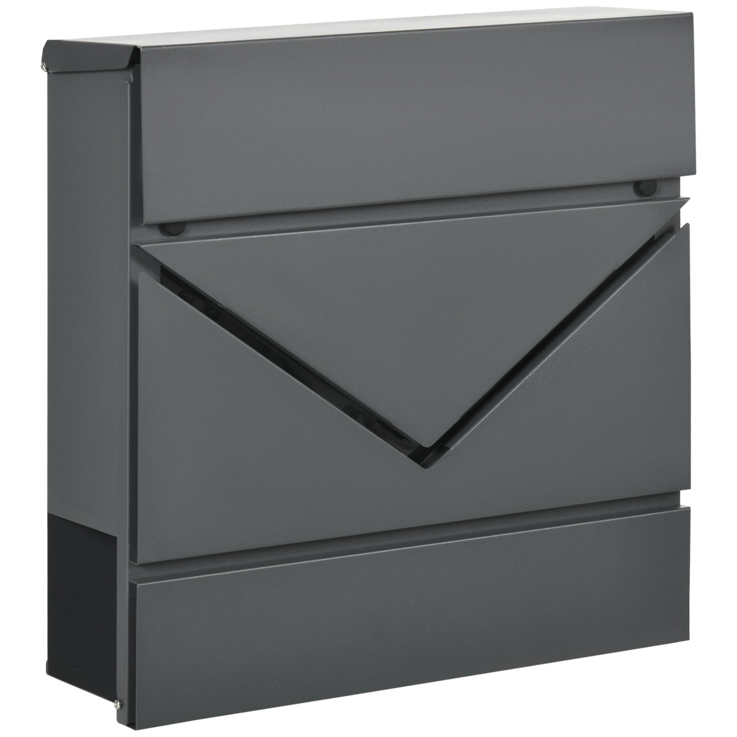 Outdoor wall mailbox with lock - galvanized steel, dark grey