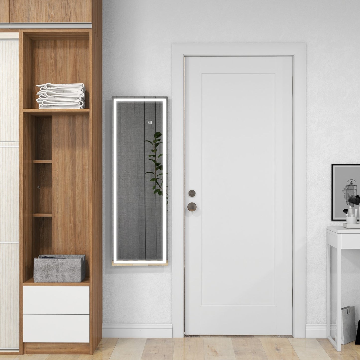 Full-length rectangular wall mirror with LED light, 120 x 40 cm