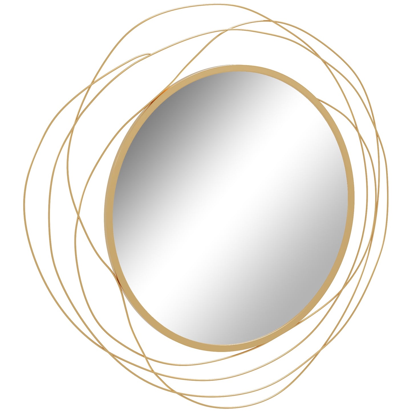 Gold round wall mirror, 65 cm - Metal frame, decorative