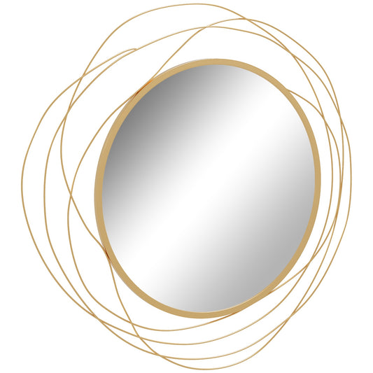 Gold round wall mirror, 65 cm - Metal frame, decorative
