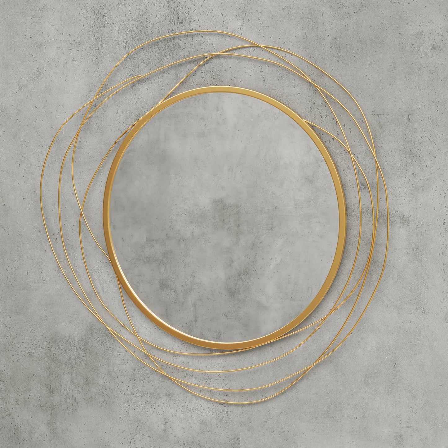 Gold round wall mirror, 65 cm - Metal frame, decorative