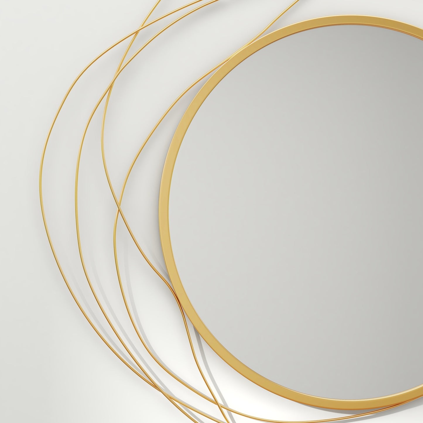 Gold round wall mirror, 65 cm - Metal frame, decorative