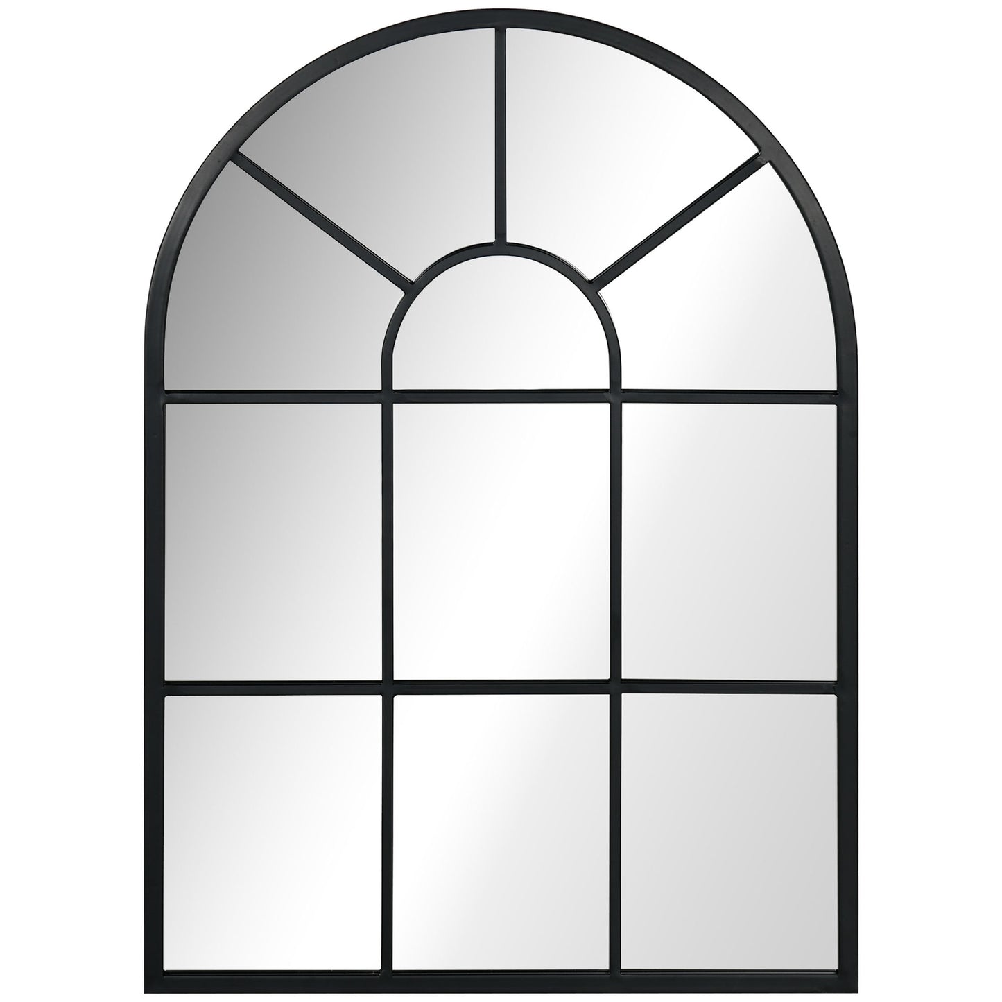 Black metal framed wall mirror, 70x50 cm, decorative hanging