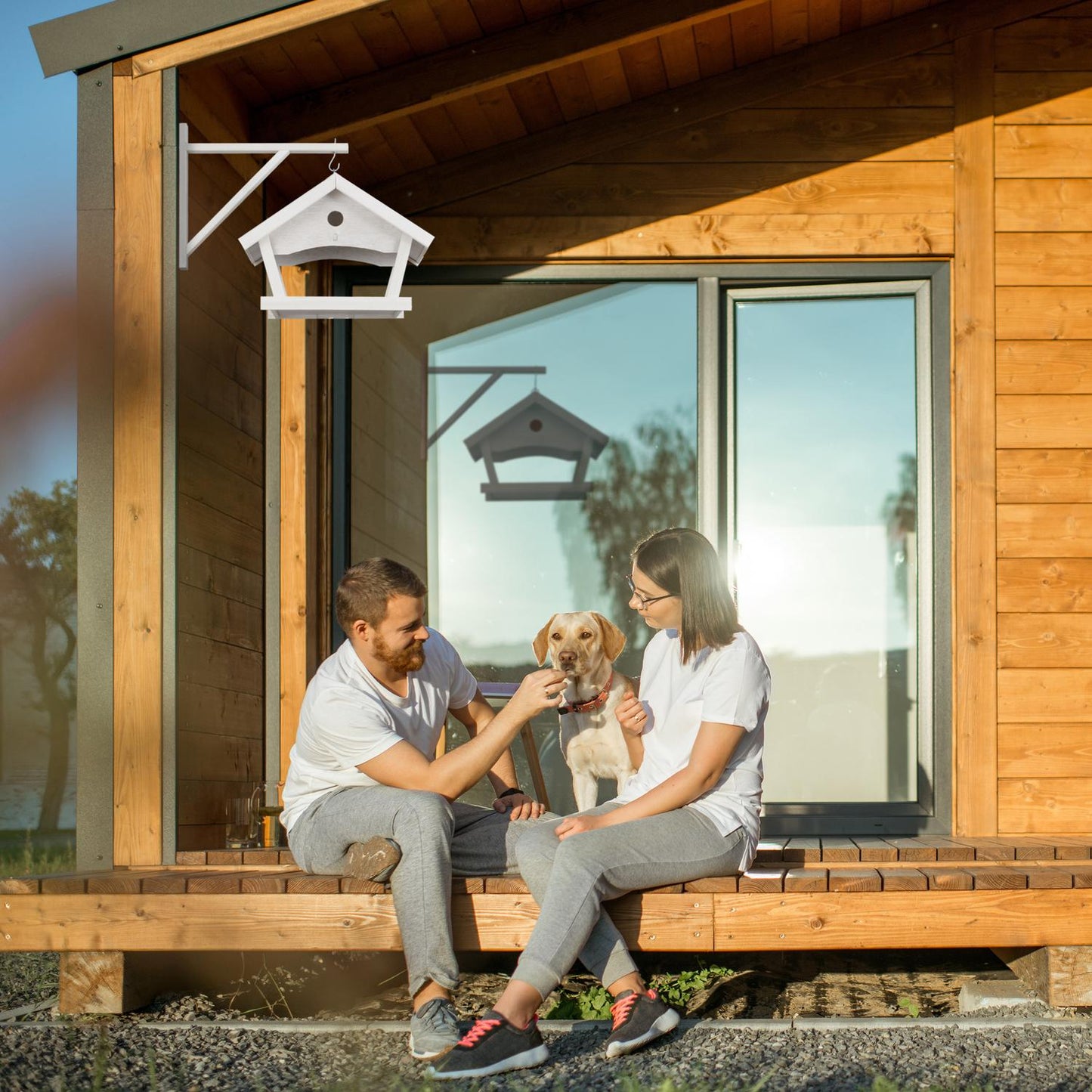 Wall-mounted bird table white