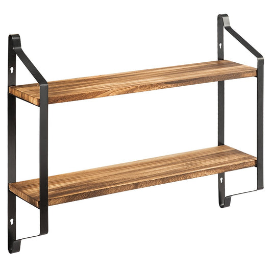 Wall shelf 2 levels floating shelf wall mounted shelf hanging 60 x 15 x 51 cm