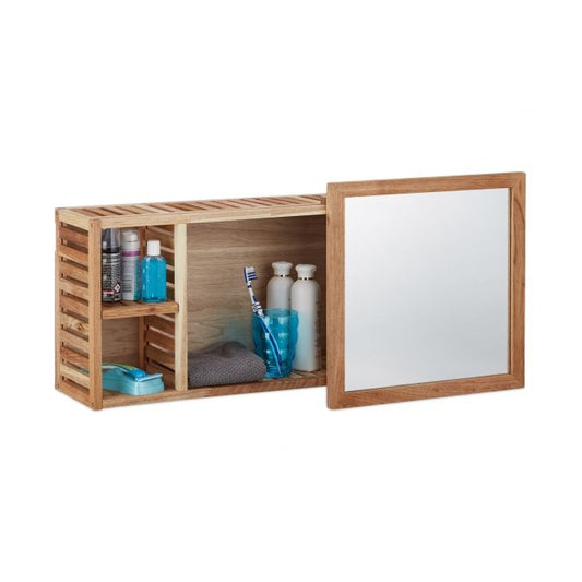 Wall shelf in walnut with mirror