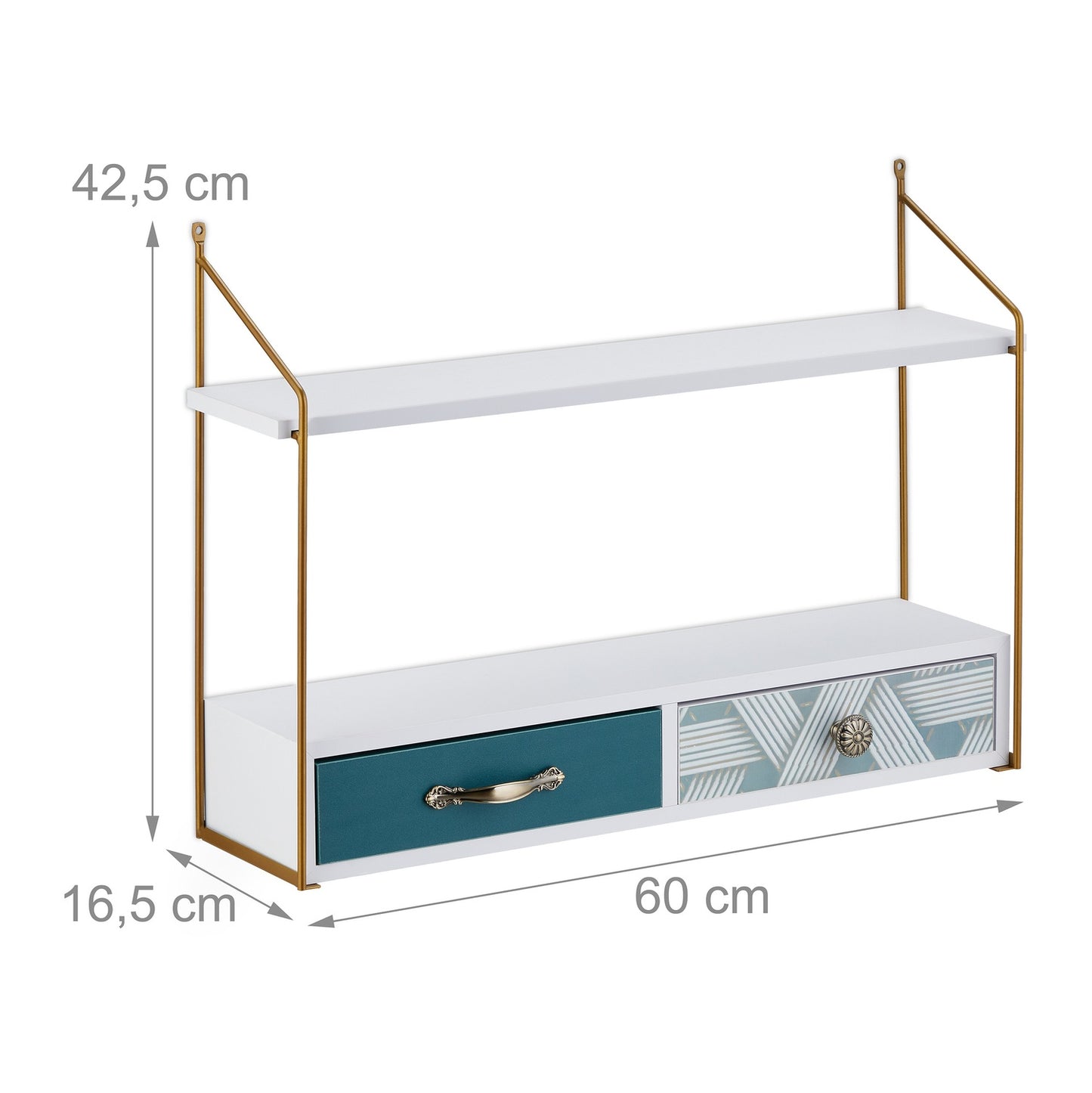 Wall shelf with 2 drawers
