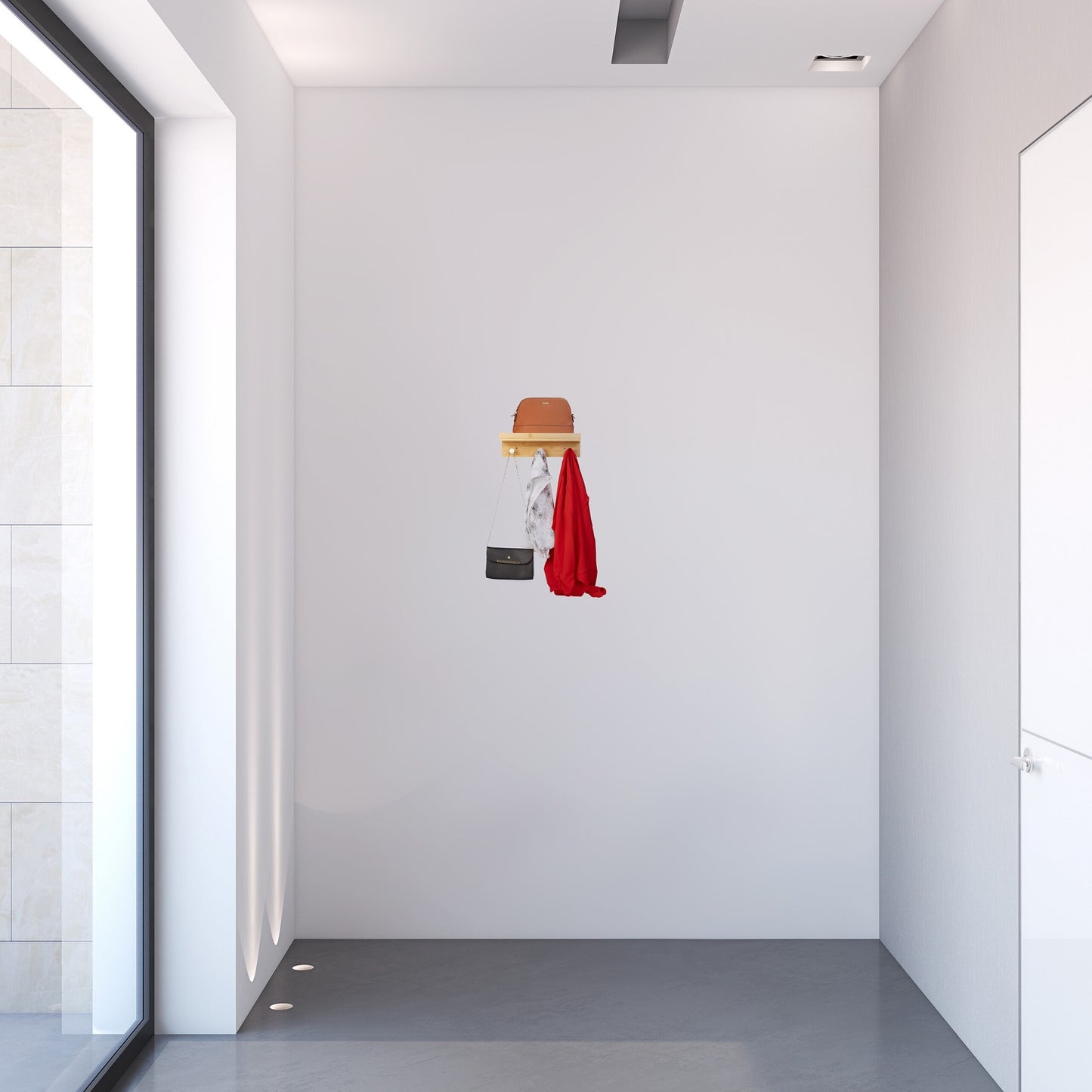 Wall shelf with 3 hooks