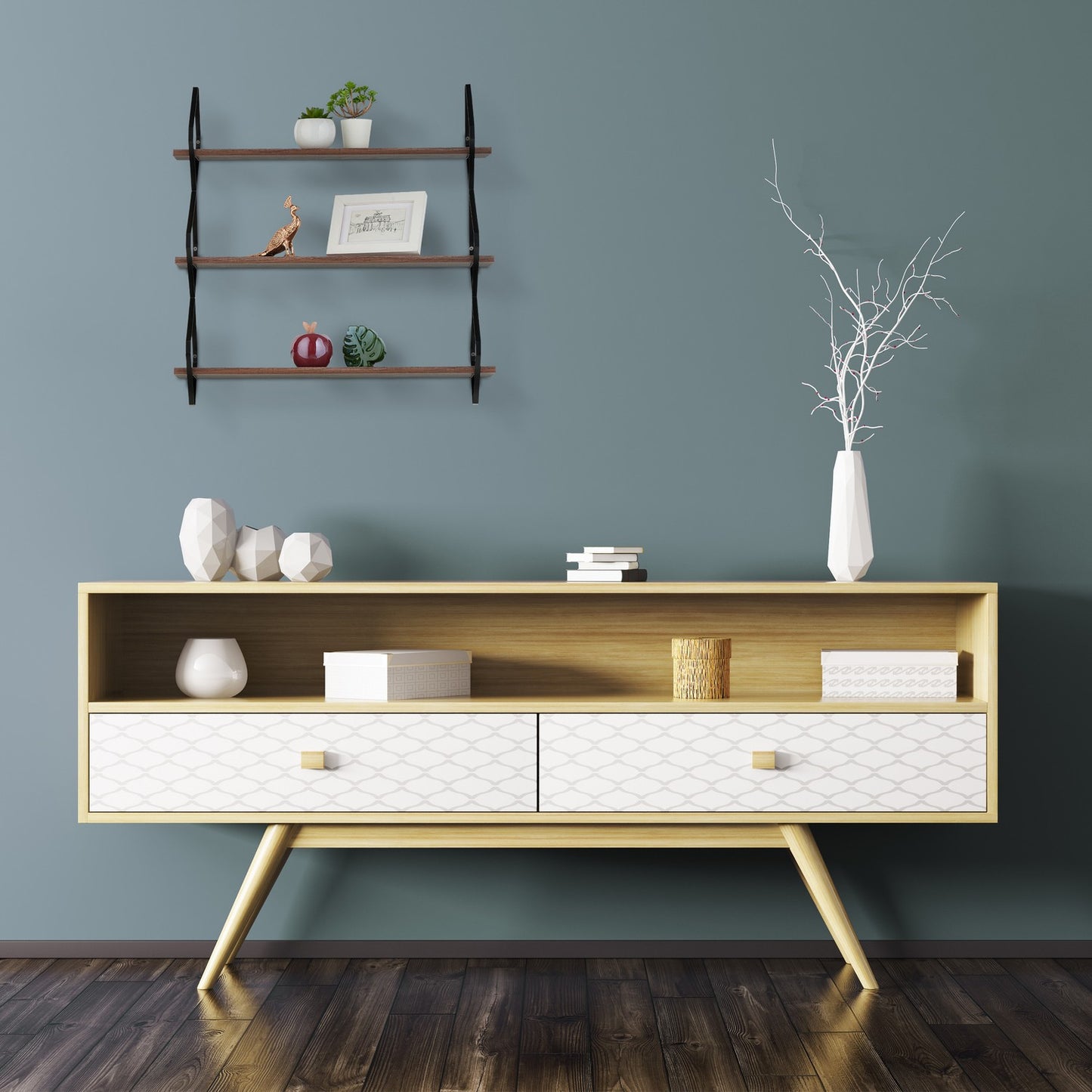 Wall shelf with 3 shelves